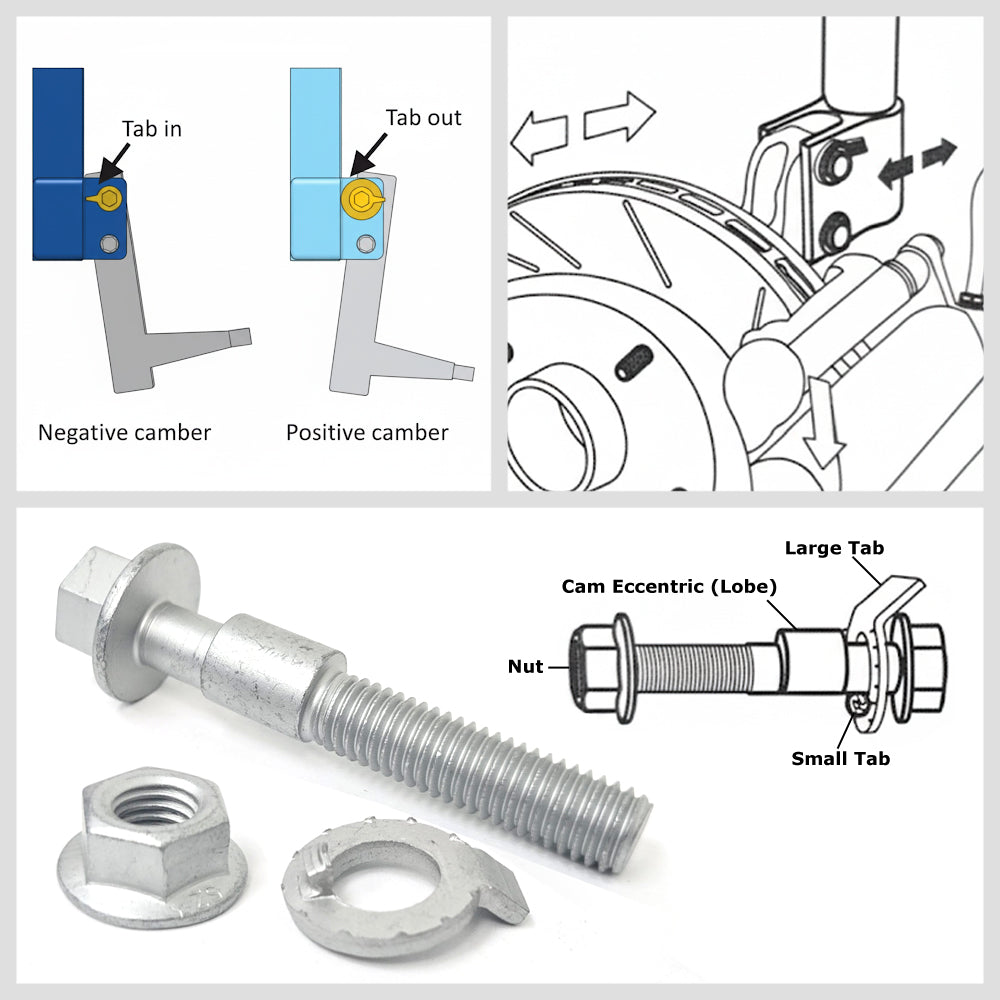 MR-CB-12 Megan 2X 12mm Adjustable Correction Camber Bolt Alignment Kit (Fonrt/Rear Wheel)