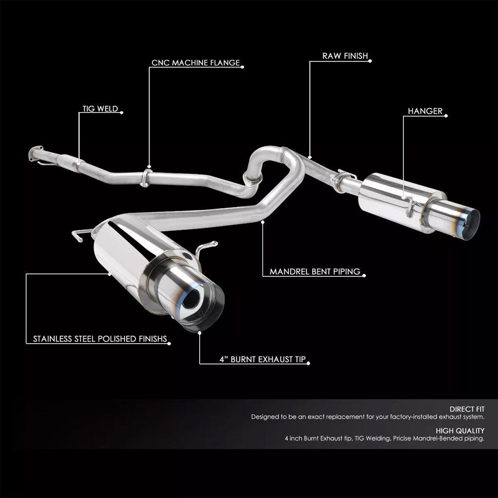 BFC-CATB-HTIB07V6-BT Exhaust Catback System 4" Burnt Titanium Muffler Tip For 07-08 Tiburon V6 (GK)