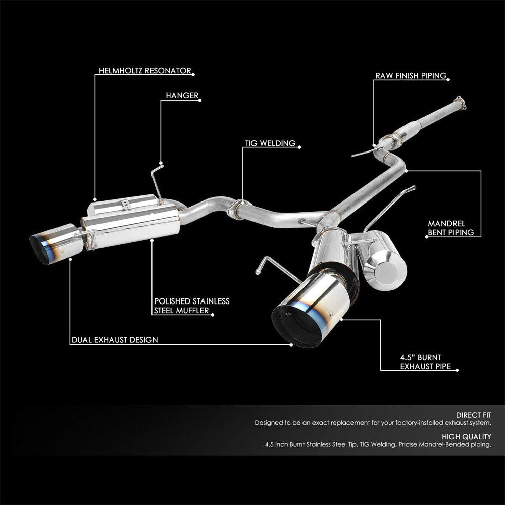 4.5" Dual Slant Muffler Tip Exhaust Catback System For 04-08 Acura TSX 2.4L CL9