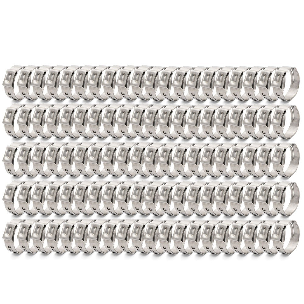 100X HPS 304 Stainless Steel Ear Hose Clamps Effective Range: 32.9mm - 36.1mm