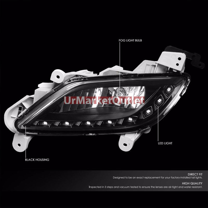 Clear Lens Black Housing LED Fog Light/Lamp Kit For Hyundai 12-16 Veloster DOHC