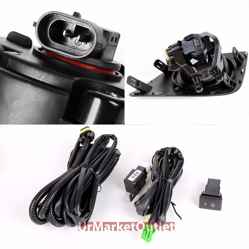 Clear Lens Front Fog Light Lamp w/Bezel+Bulb+Switch For 14-16 Corolla E170