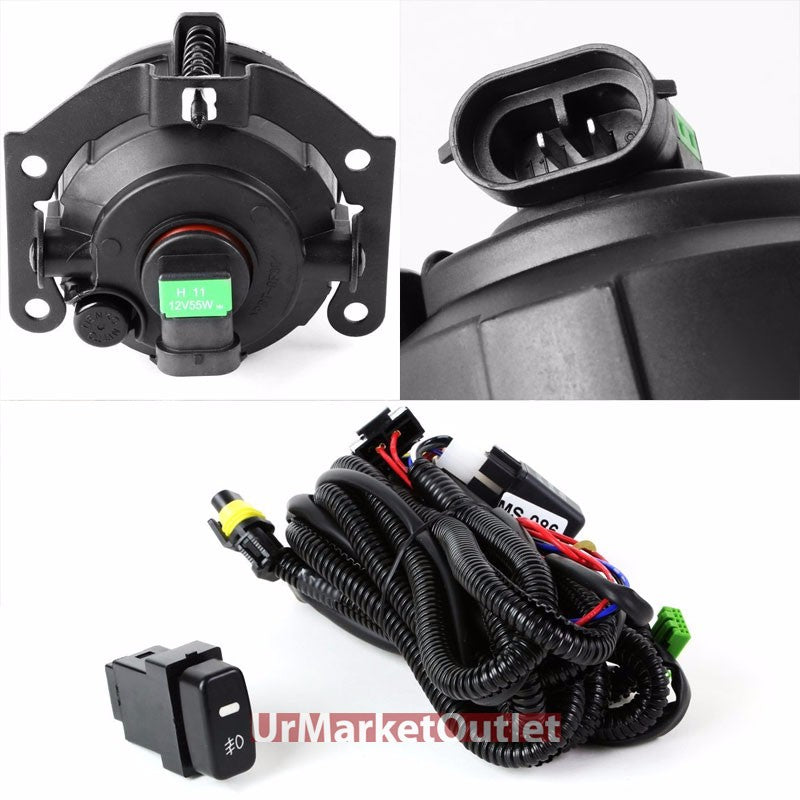 Smoke Len Front Bumper Fog Light Lamp+Bulb+Switch For 10+ Outlander/Sport/RVR