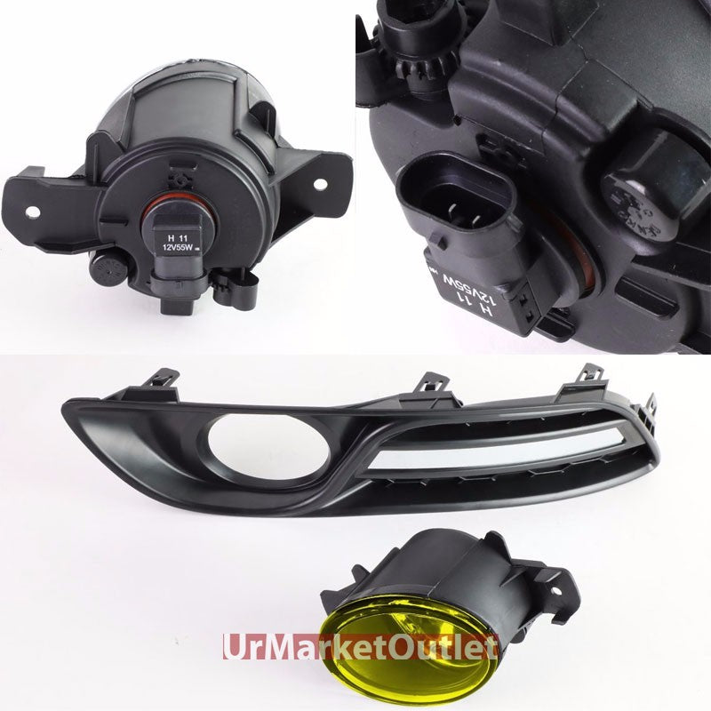 Amber Lens Front Bumper Fog Light Lamp+Bezel+Bulb+Switch For 13-16 Sentra B17
