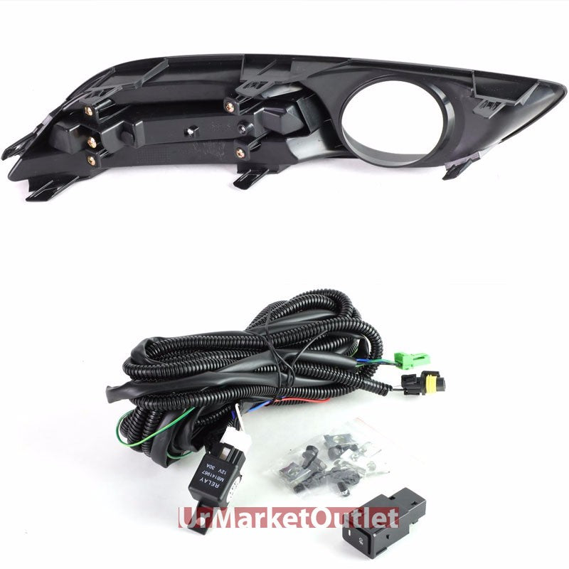 Clear Lens Front Bumper Fog Light Lamp+Bezel+Bulb+Switch For 13-16 Sentra B17