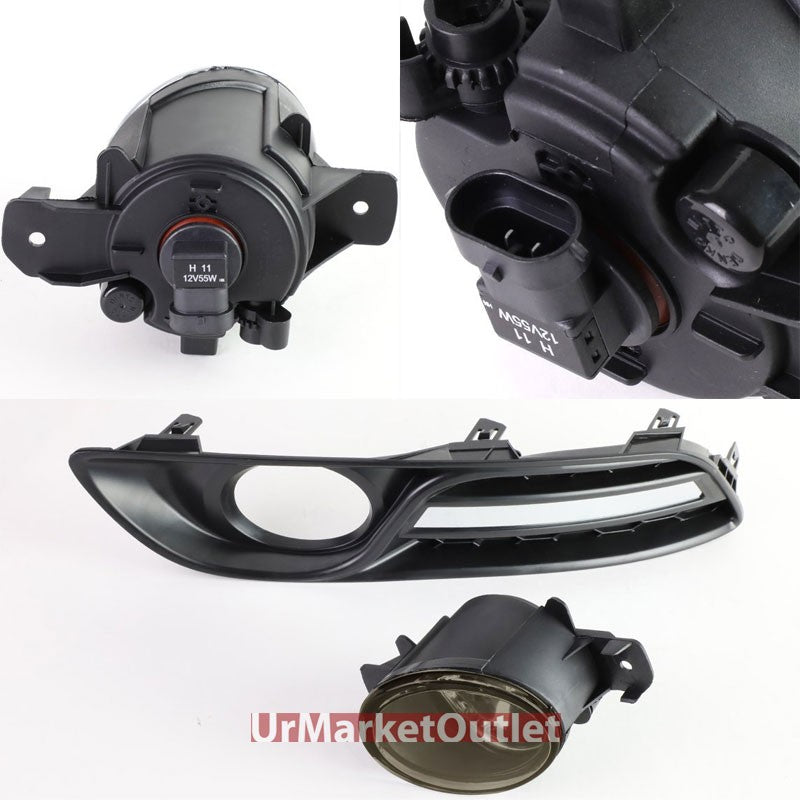 Smoke Lens Front Bumper Fog Light Lamp+Bezel+Bulb+Switch For 13-16 Sentra B17