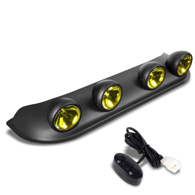 Roof Top Mount Fog Light Lamp Bar Black Bezel Amber Lens Fit OffRoad Truck SUV