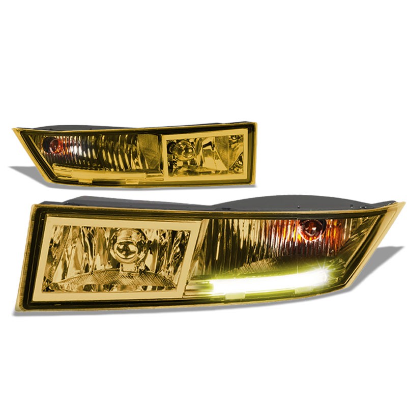 Front Bumper Driving Fog Light Lamp+LED DRL Bar Amber Lens For 07-14 ESCALADE