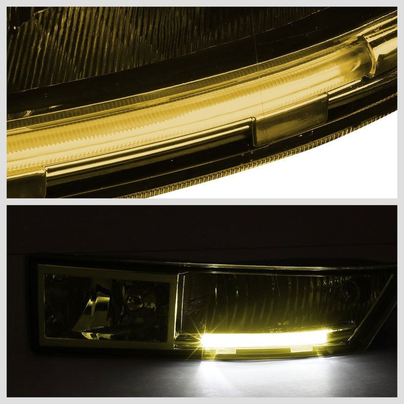 Front Bumper Driving Fog Light Lamp+LED DRL Bar Amber Lens For 07-14 ESCALADE