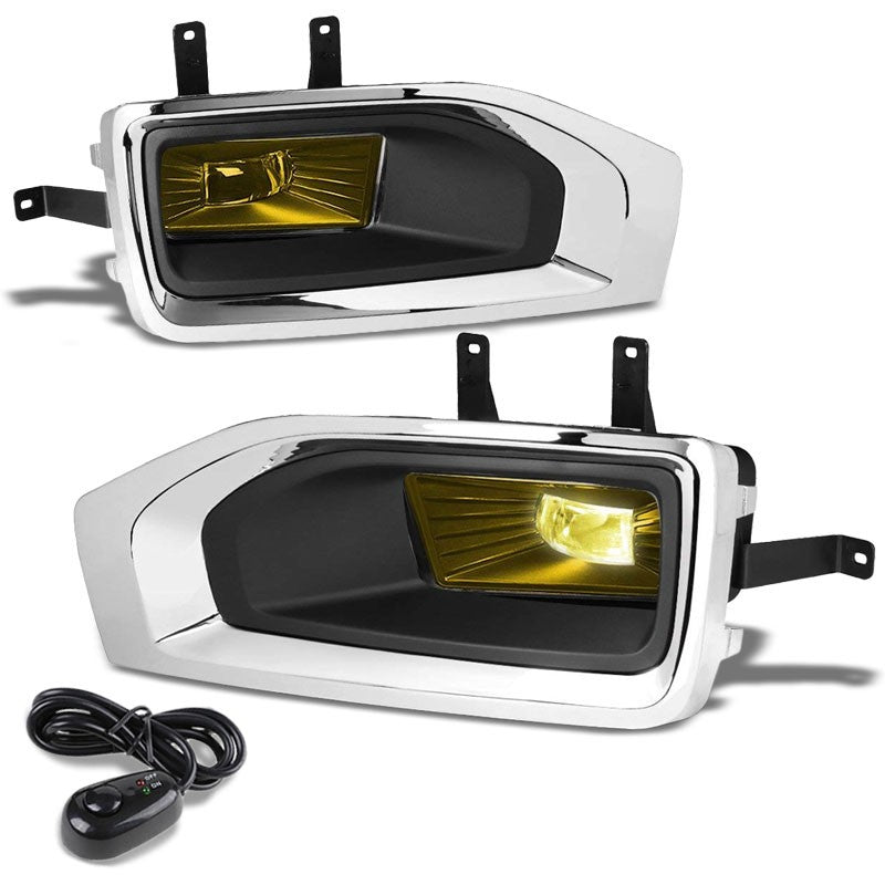 Front Fog Light Lamp+Chrome Bezel 12V 6000K LED Amber Lens For 15-18 Yukon/XL