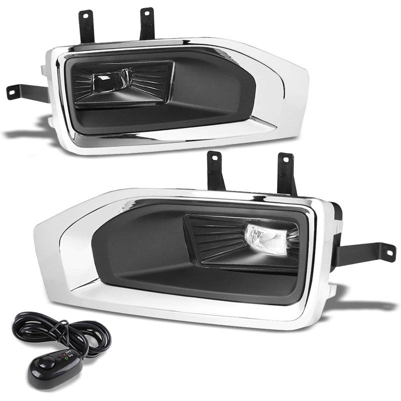Front Fog Light Lamp+Chrome Bezel 12V 6000K LED Clear Lens For 15-18 Yukon/XL