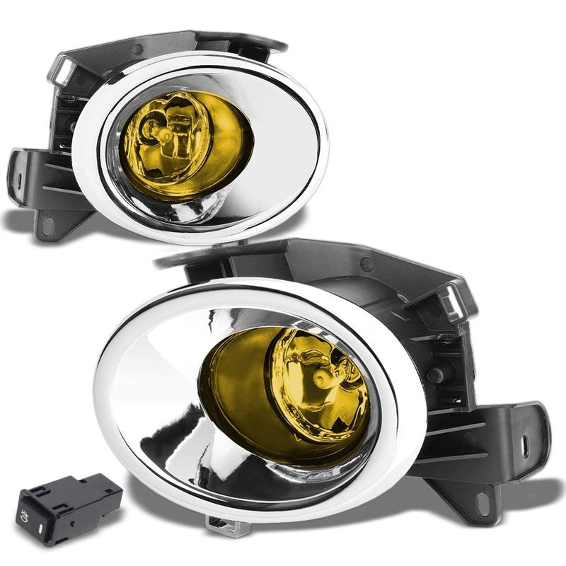 Front Bumper Fog Light Lamp Chrome Bezel+Bulb Amber Lens For 13-16 Pathfinder