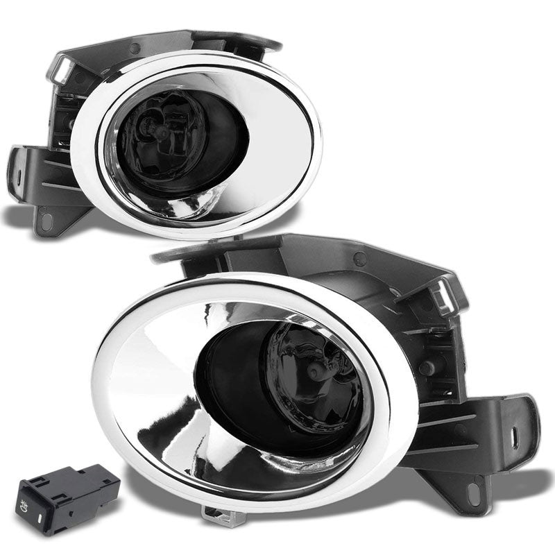 Front Bumper Fog Light Lamp Chrome Bezel+Bulb Smoke Lens For 13-16 Pathfinder