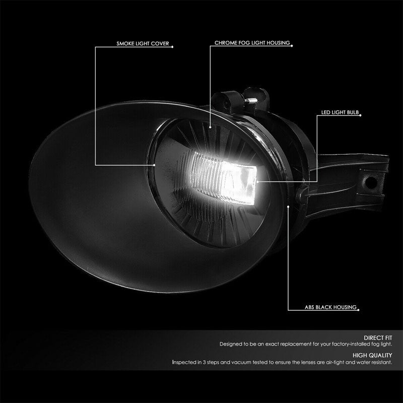 Bolt-On Front LED Fog Light Lamp+Bezel/Switch Chrome/Smoke For 02-08 Ram 1500