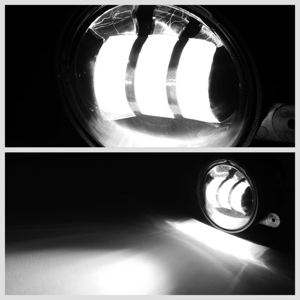 Black Housing/Clear Lens LED Front Bumper Projector Fog Light Lamps For 10+ Charger Journey/07+ Cherokee Wrangler JK