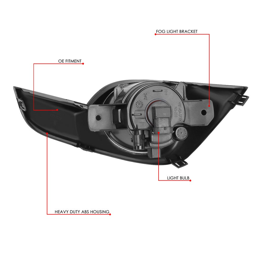 Front Bumper Replace Left/Right Halogen Fog Light w/Switch For 13-15 Altima 4Dr