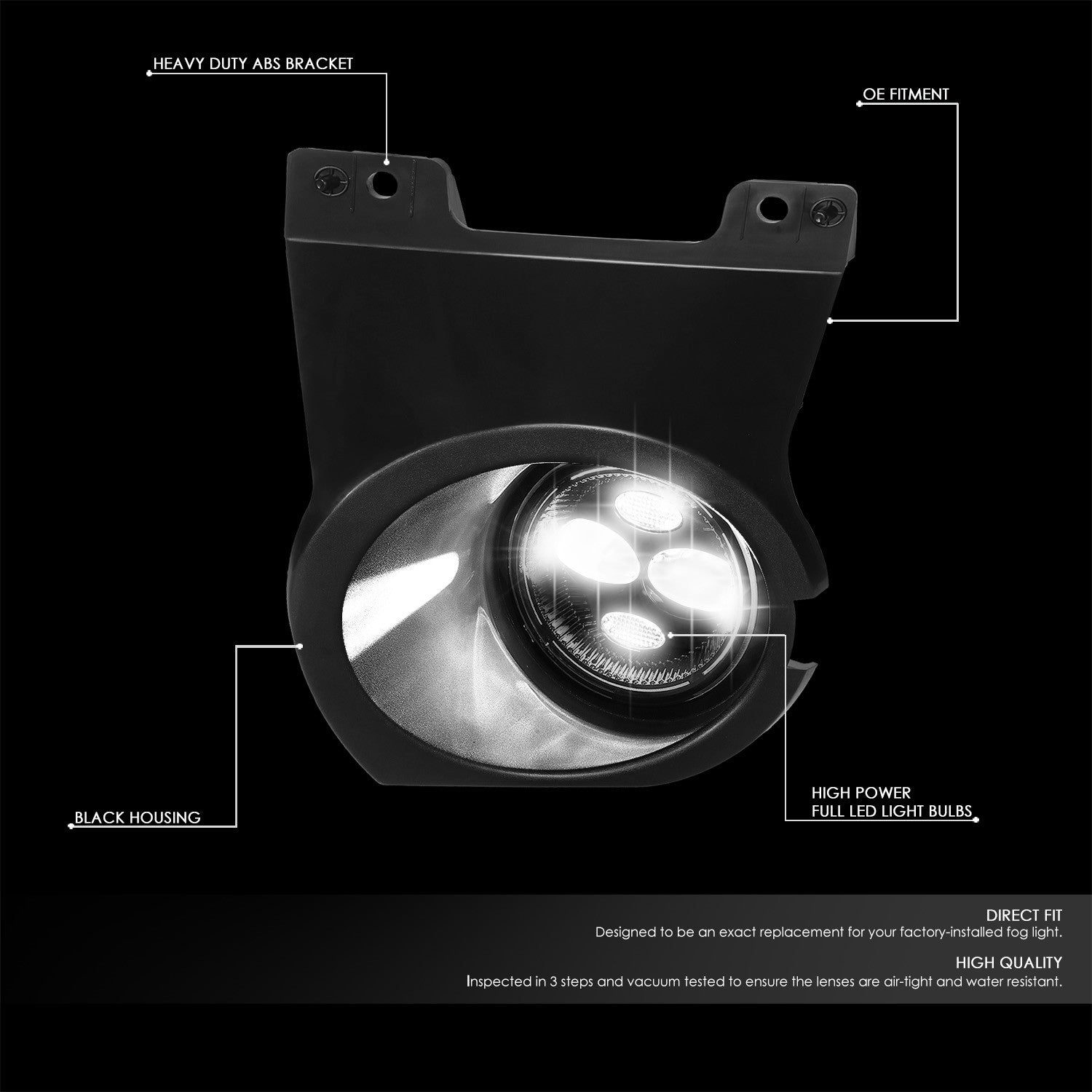 Black Housing/Smoked Lens LED Front Bumper Projector Fog Light Lamps w/Switch For 09-14 Ford F-150