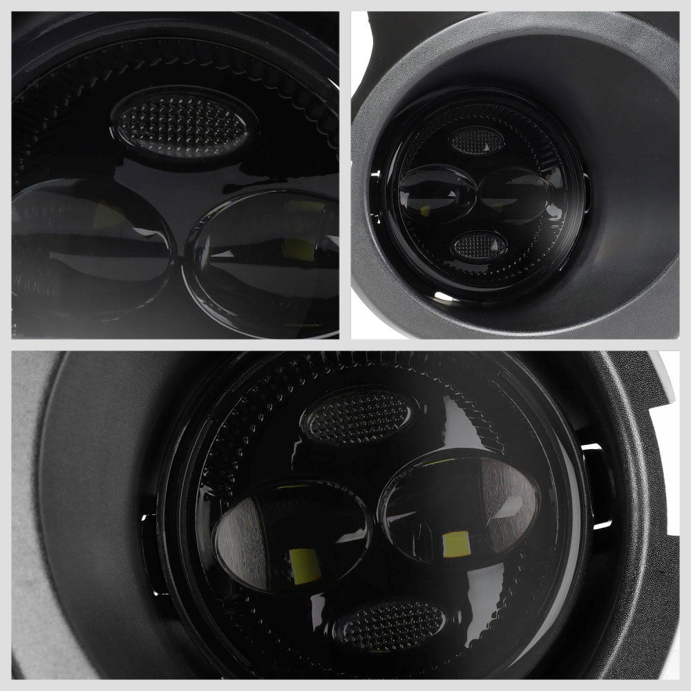 Black Housing/Smoked Lens LED Front Bumper Projector Fog Light Lamps w/Switch For 09-14 Ford F-150