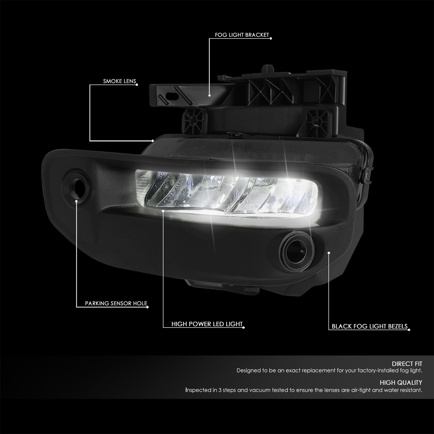 Smoked Lens LED Front Bumper Fog Light Lamps w/Switch For 19-22 Ram 1500 (DT 5th)