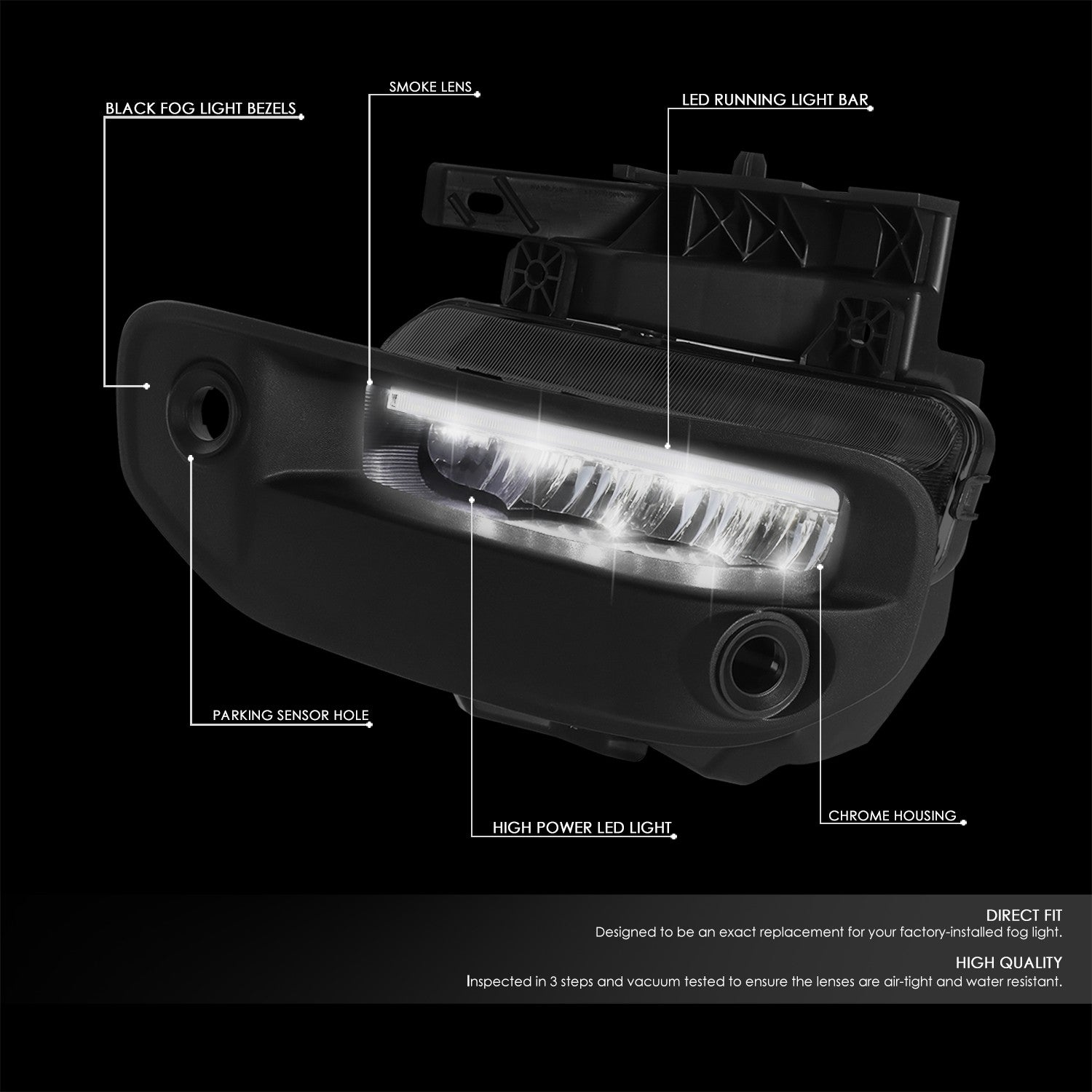 Smoked Lens LED Front Bumper Fog Light Lamps+DRL Bar w/Switch For 19-22 Ram 1500 (DT 5th)