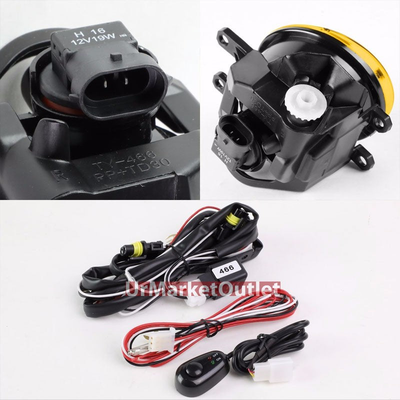 Yellow Amber Len Chrome Housing Front Bumper Fog Light Lamp+Bulb+Switch TY809