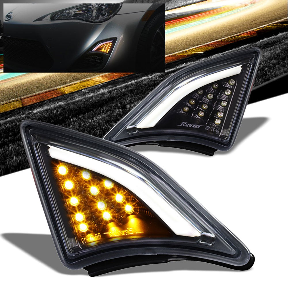 Black/Clear Len Bumper LED Turning Signal Corner/Side Marker Light For Scion FRS