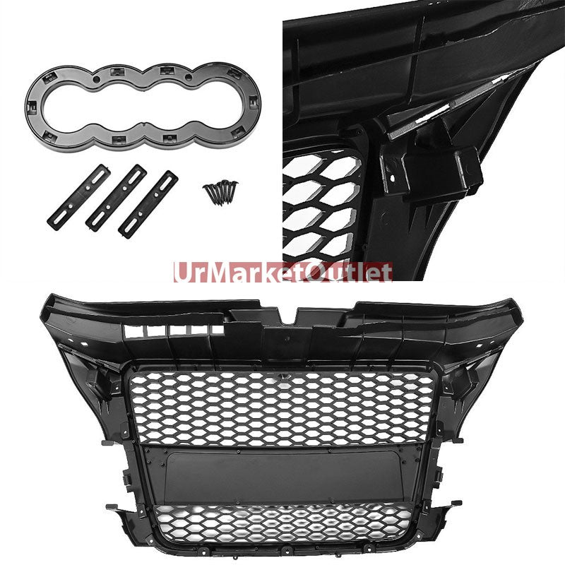 Black Honeycomb Mesh Style Front Grille For 08-11 Audi A3 Base/TDI 2.0L DOHC