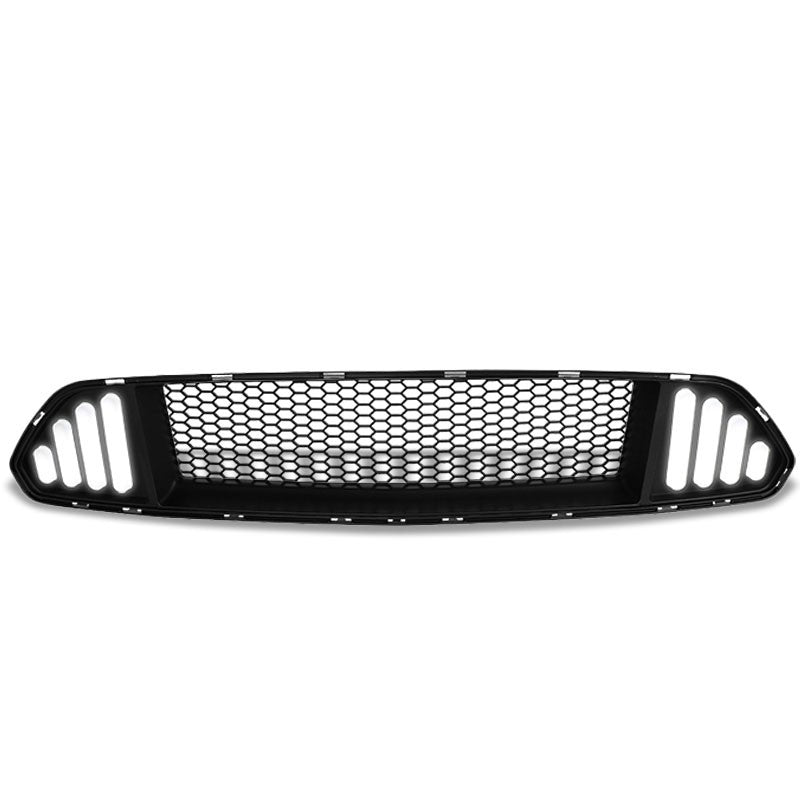 Black Honeycomb Style Front Up Grille+White LED DRL For 15-17 Ford Mustang V6/V8