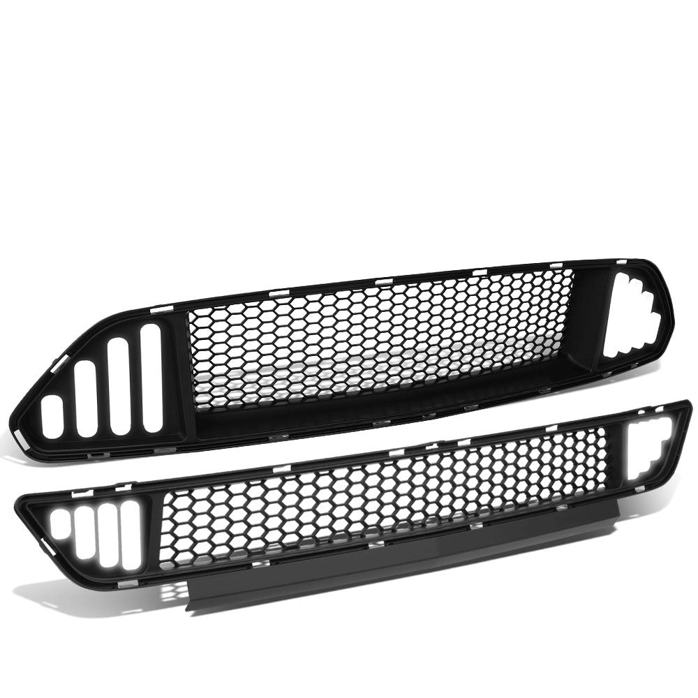 Black Mesh Style Bar Style LED DRL Front Grille Set For 15-17 Ford Mustang