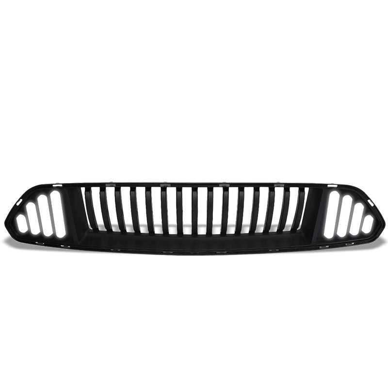 Black Vertical Style Front Up Grille+White LED DRL For 15-17 Ford Mustang V6/V8