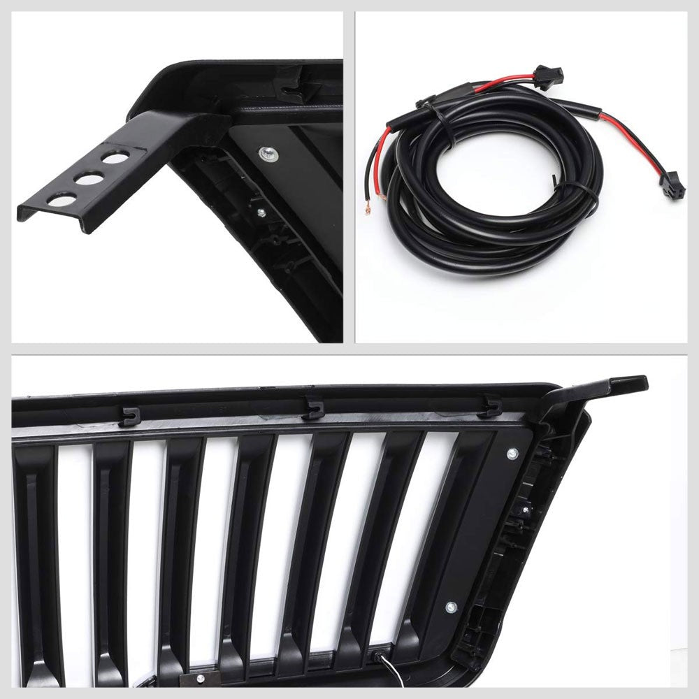 Glossy Black Badgeless Fence Front Grille+LED Bar For 04-08 Ford F-150