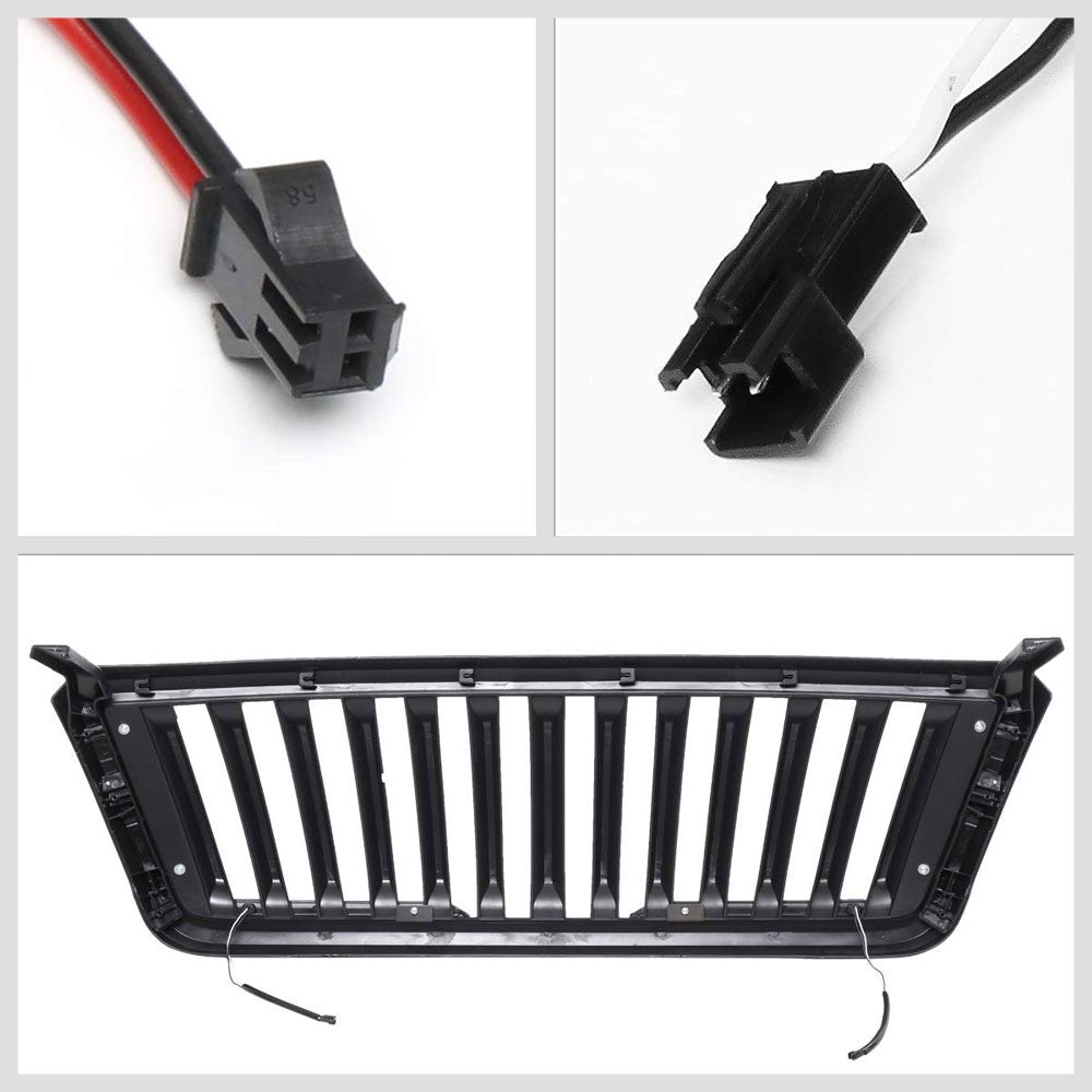 Glossy Black Badgeless Fence Front Grille+LED Bar For 04-08 Ford F-150