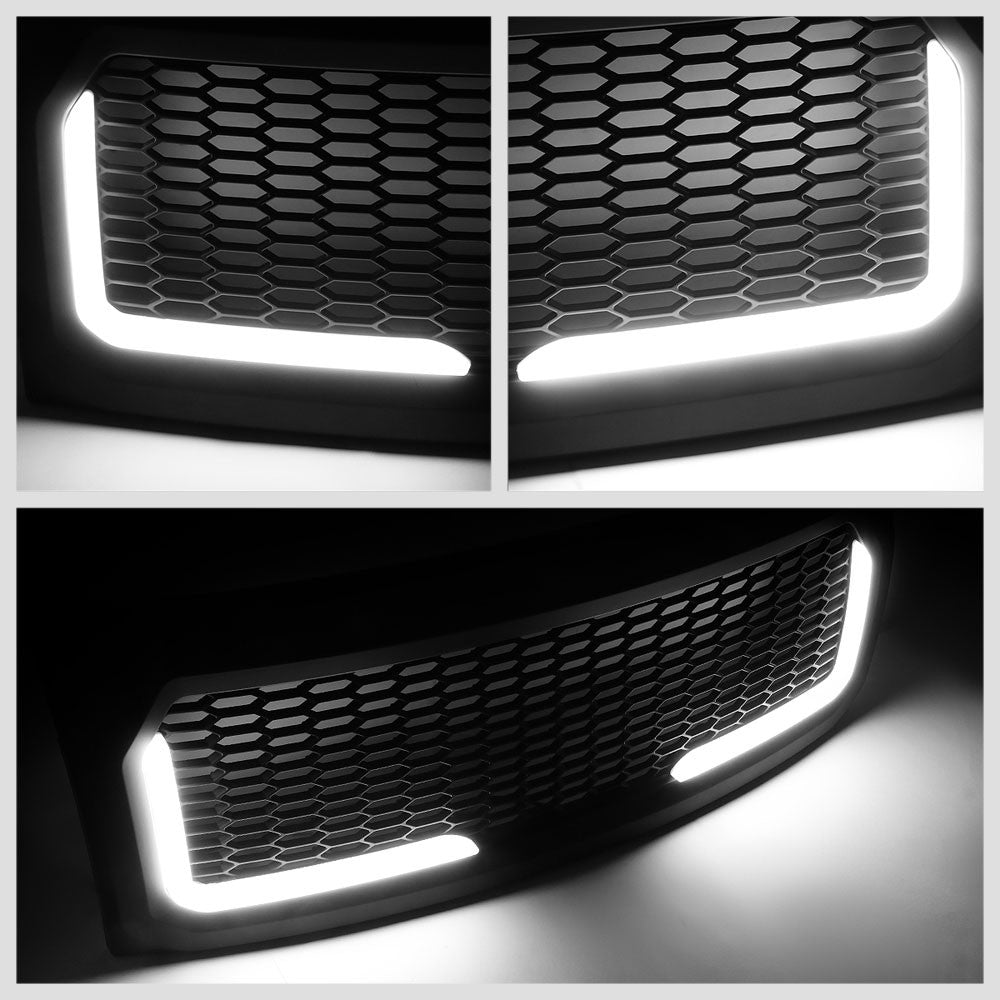 Matte Black Honeycomb Front Grille L-Shape LED Bar 09-14 Ford F-150 BFC-FGR-1-LB-013-T7