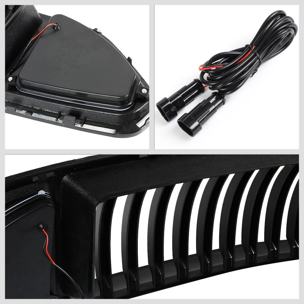 Black Vertical Style Ring Style LED DRL Front Grille Set For 15-17 Ford Mustang