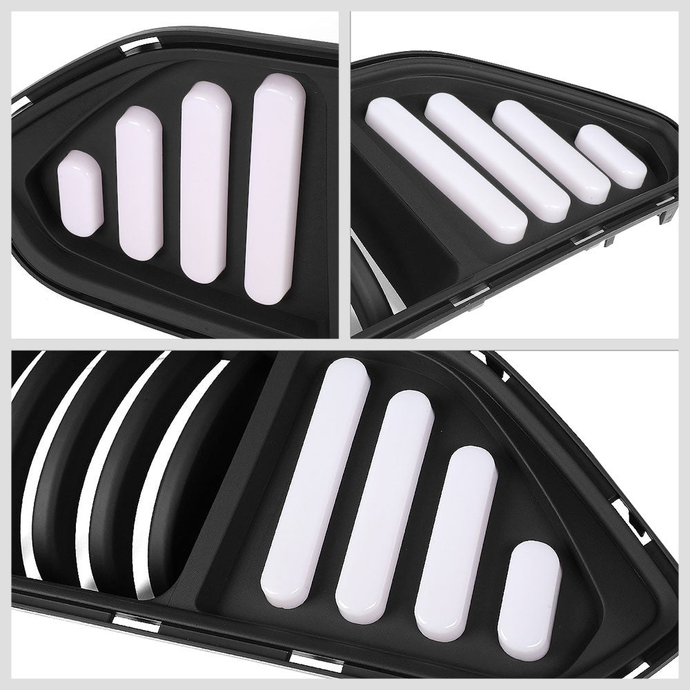 Black Vertical Style Bar Style LED DRL Front Upper Grille For 18-20 Ford Mustang