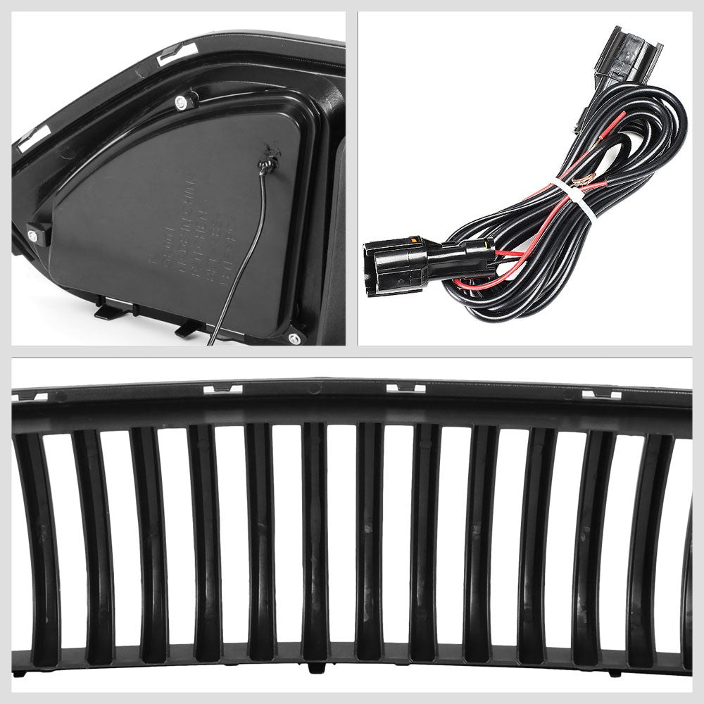 Black Vertical Style Bar Style LED DRL Front Upper Grille For 18-20 Ford Mustang