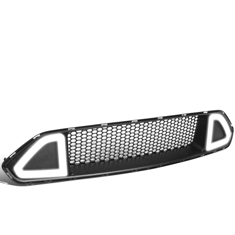 Black Mesh Style Ring Style LED DRL Front Upper Grille For 18-20 Ford Mustang