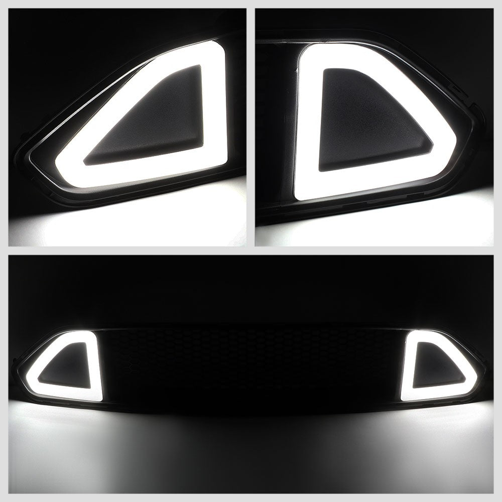 Black Mesh Style Ring Style LED DRL Front Upper Grille For 18-20 Ford Mustang
