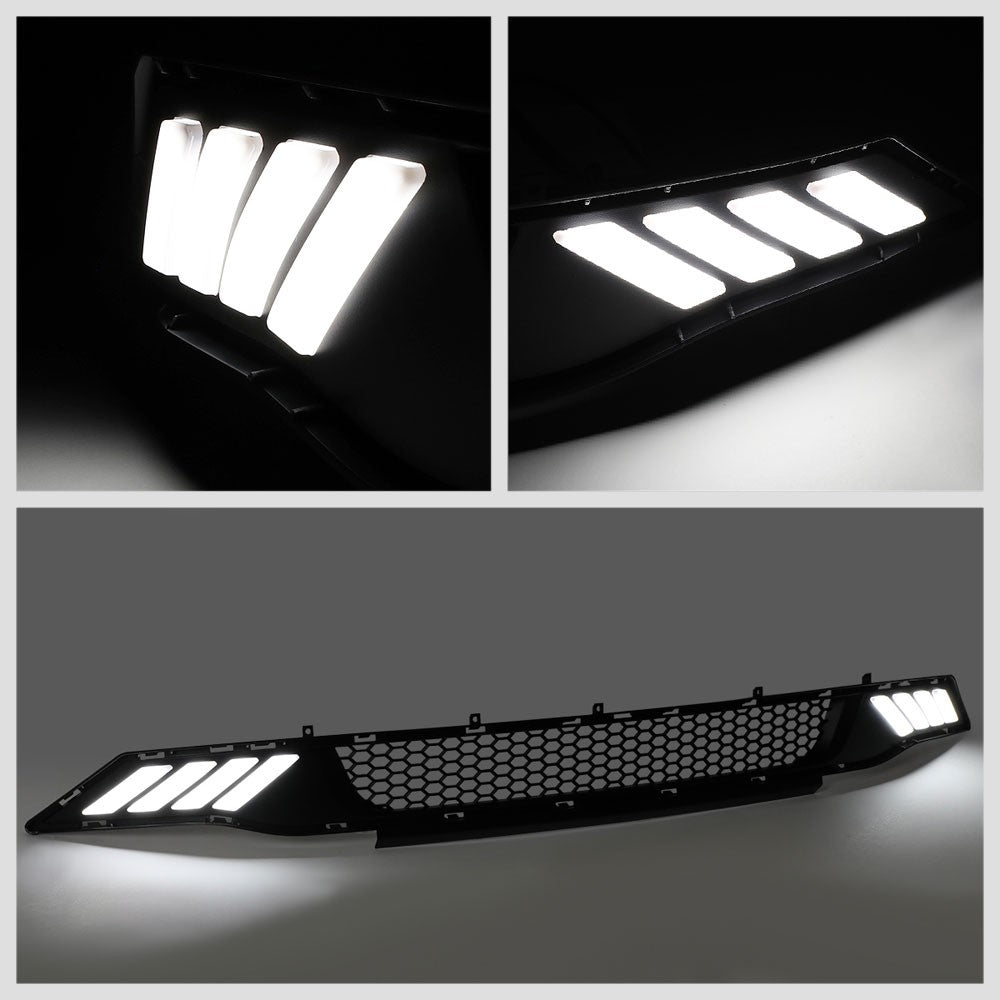 Black Mesh Style Bar Style LED DRL Front Lower Grille For 18-20 Ford Mustang