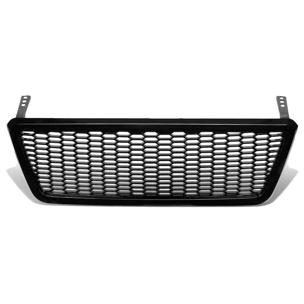 Glossy Black Badgeless Honeycomb Mesh Front Bumper Grille For 04-08 Ford F-150