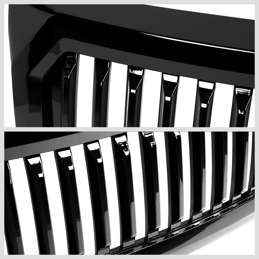 Black Glossy Badgeless Vertical Slat Style Front Grille For 09-14 Ford F-150