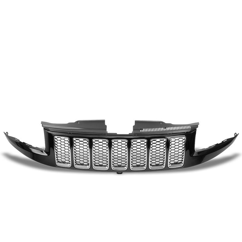 Black Honeycomb Mesh/Chrome Ring Front Grille For 14-16 Grand Cherokee 5.7L/6.4L