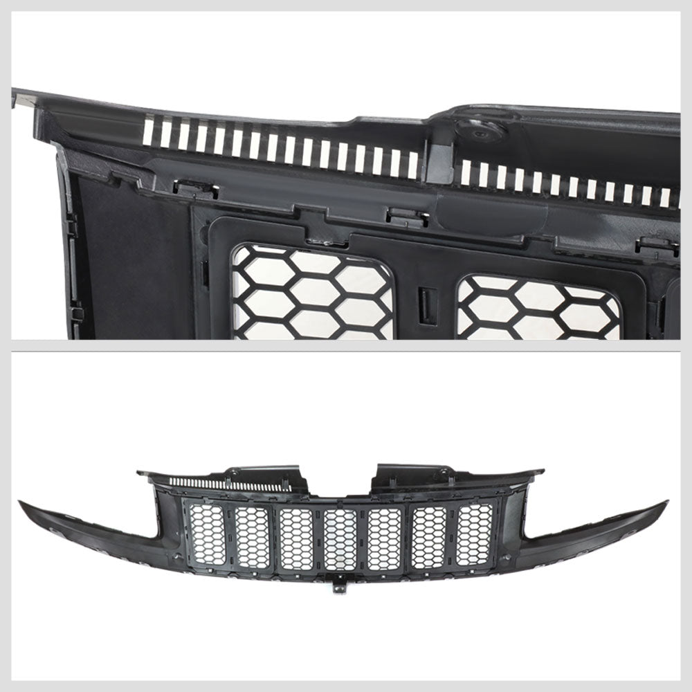Black Honeycomb Mesh/Chrome Ring Front Grille For 14-16 Grand Cherokee 5.7L/6.4L
