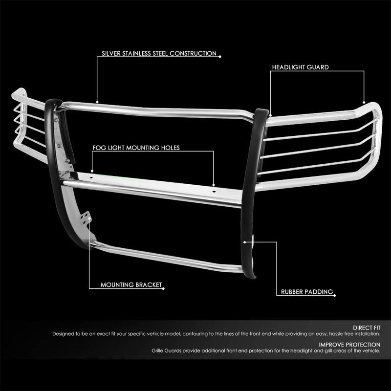 Metallic Mild Steel Full Front Grille Guard For 07-13 GMC Sierra 1500 4.3L/4.8L