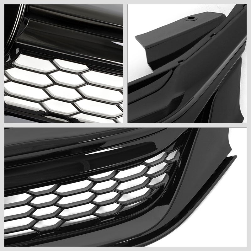 Honeycomb Glossy Black Front Upper Grille For 16-17 Honda Accord Sedan 4-Door