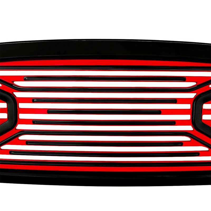 Black Frame/Red Vent Louver Style Front Grille For 09-12 Dodge Ram 1500 V6/V8