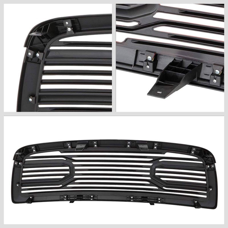 Black Frame/Red Vent Louver Style Front Grille For 09-12 Dodge Ram 1500 V6/V8