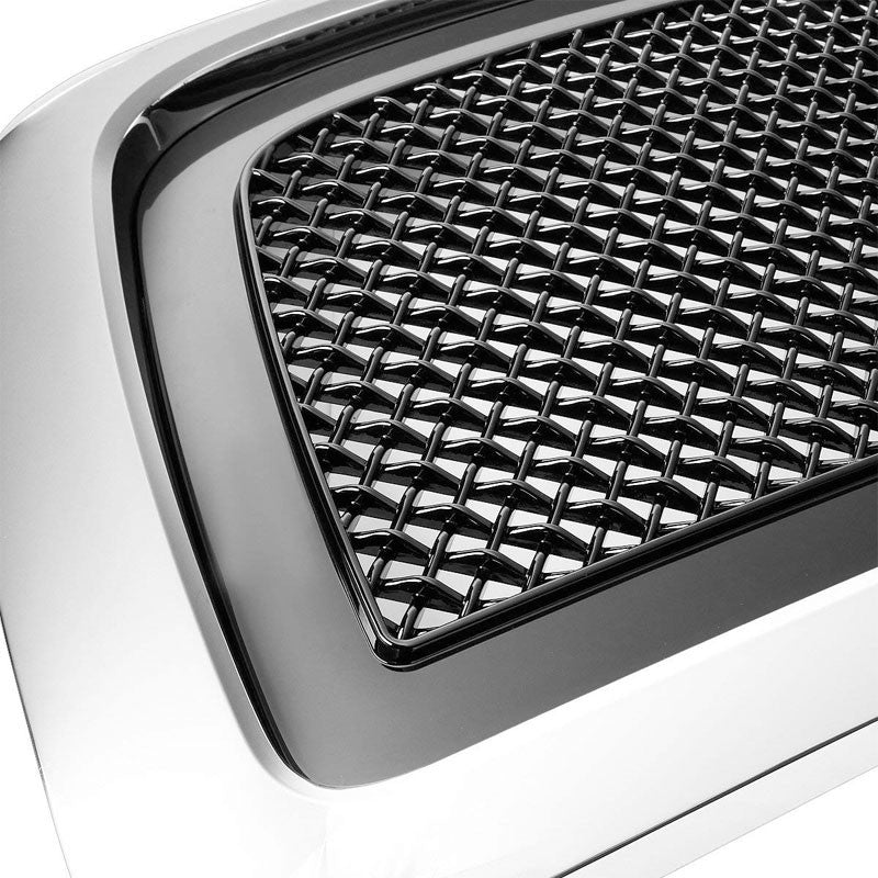 Chrome Frame/Black Diamond Mesh Style Front Grille For 09-12 Dodge Ram 1500