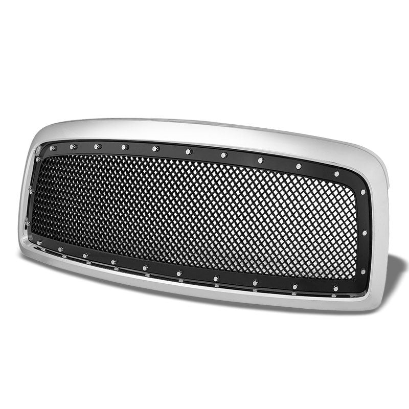 Chrome Frame/Black Diamond Mesh Front Replacement Grille For 09-12 Ram 1500