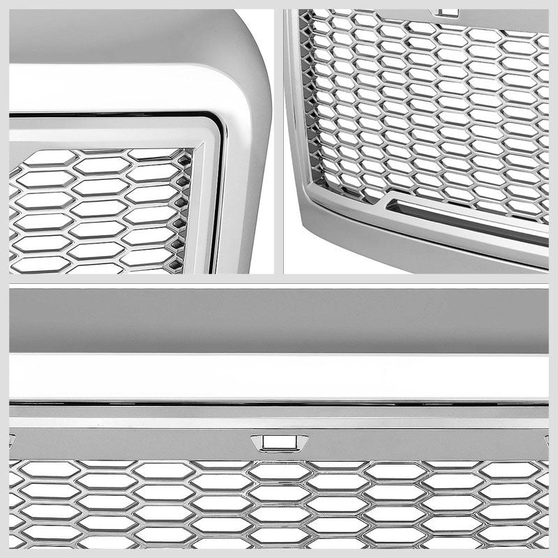 Chrome Honeycomb Mesh Front Grille+Running Light For 08-10 Ford F-250 Super Duty